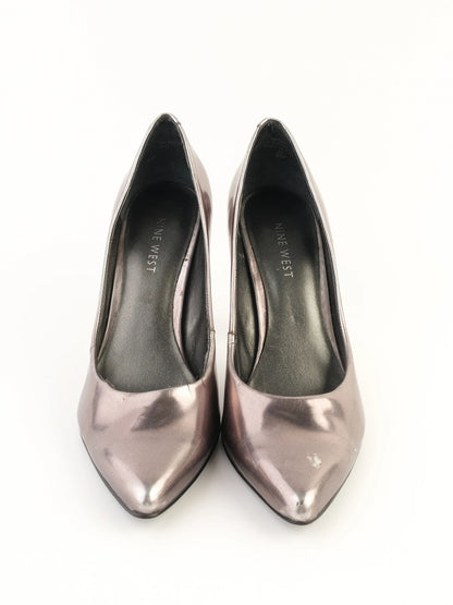 Average Nine West Gray Leather High-Heeled Shoes Size 36