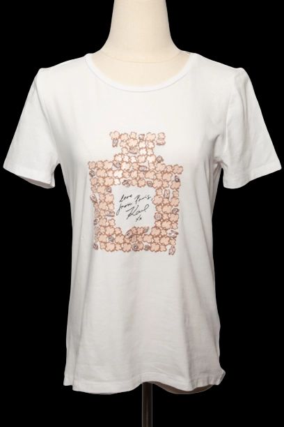 good karl lagerfeld white cotton t-shirt size xs with floral design