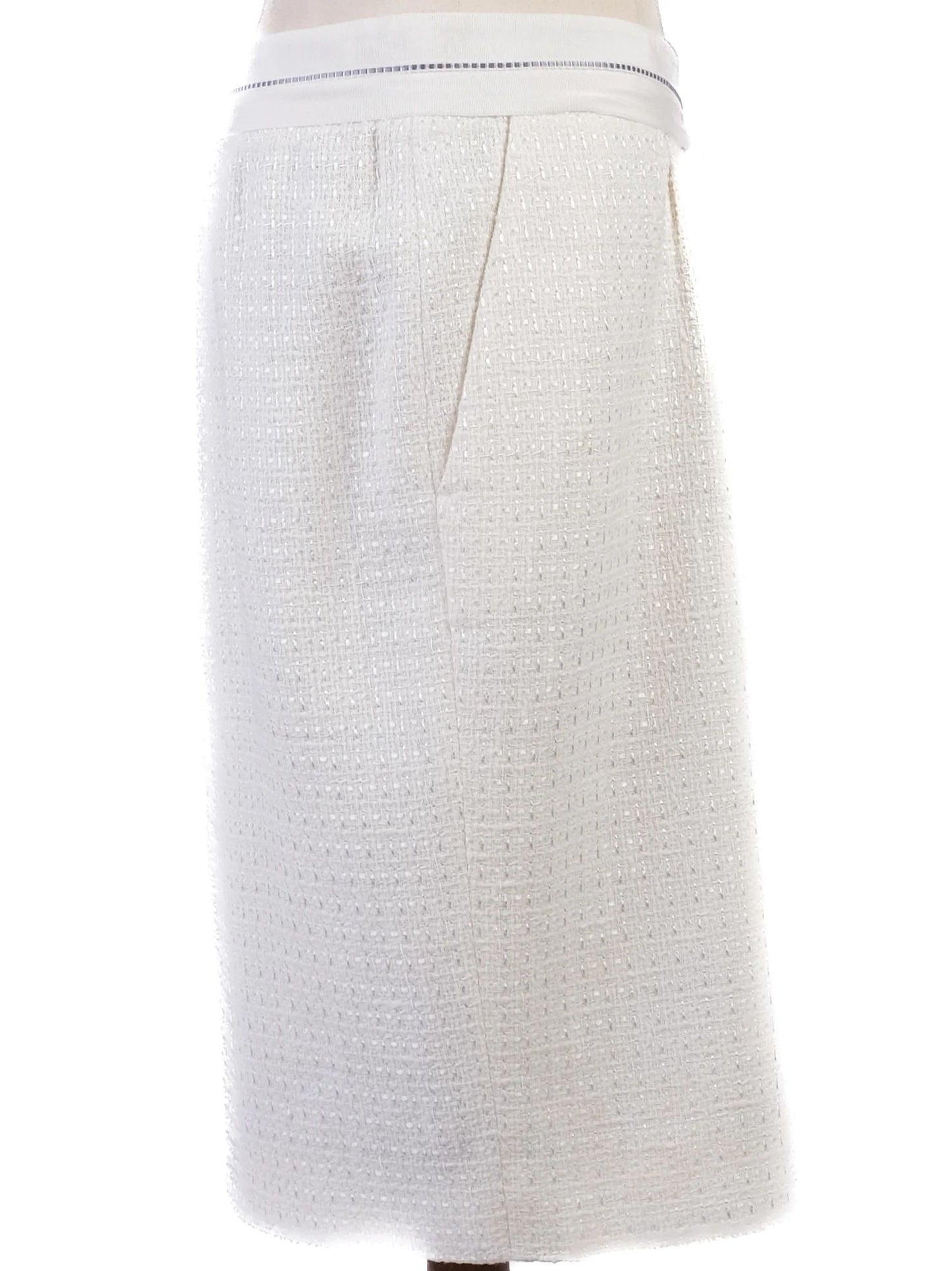 excellent salvatore ferragamo white textured skirt size l