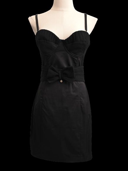 Elisabetta Franchi Black Dress Size S with Decorative Bow