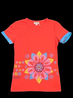 excellent kenzo kids red t-shirt size 10 floral design modal
