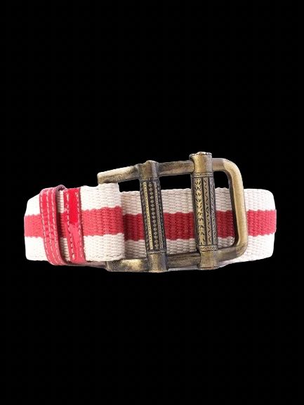 excellent moschino women's belt red & white striped fabric