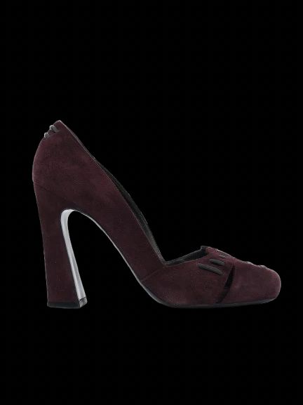 good donna karan burgundy high-heeled shoes genuine suede size 37.5