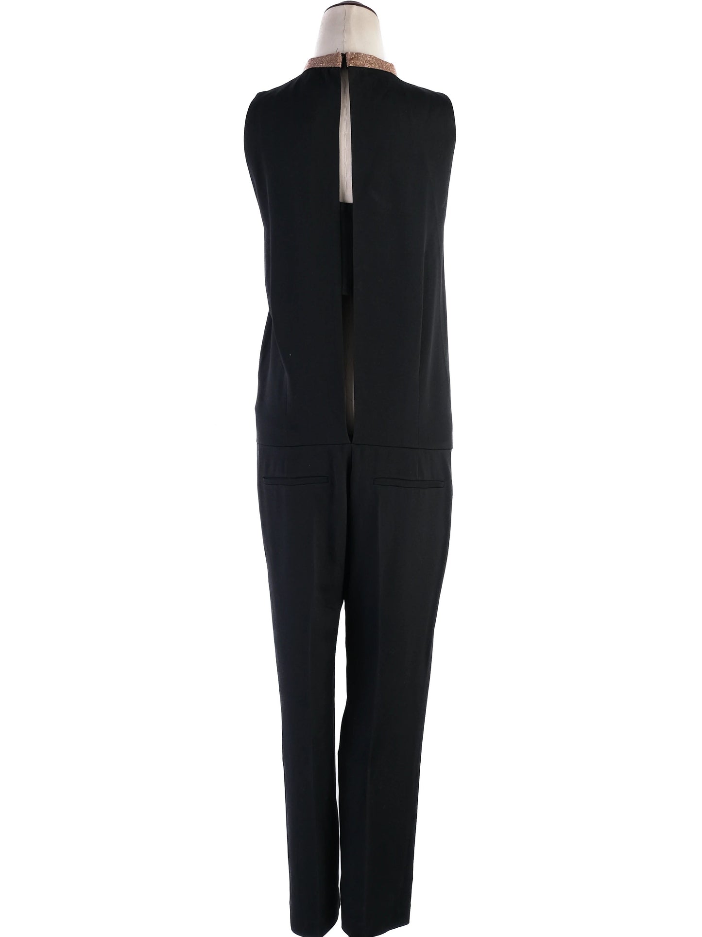 excellent brunello cucinelli black silk jumpsuit size s