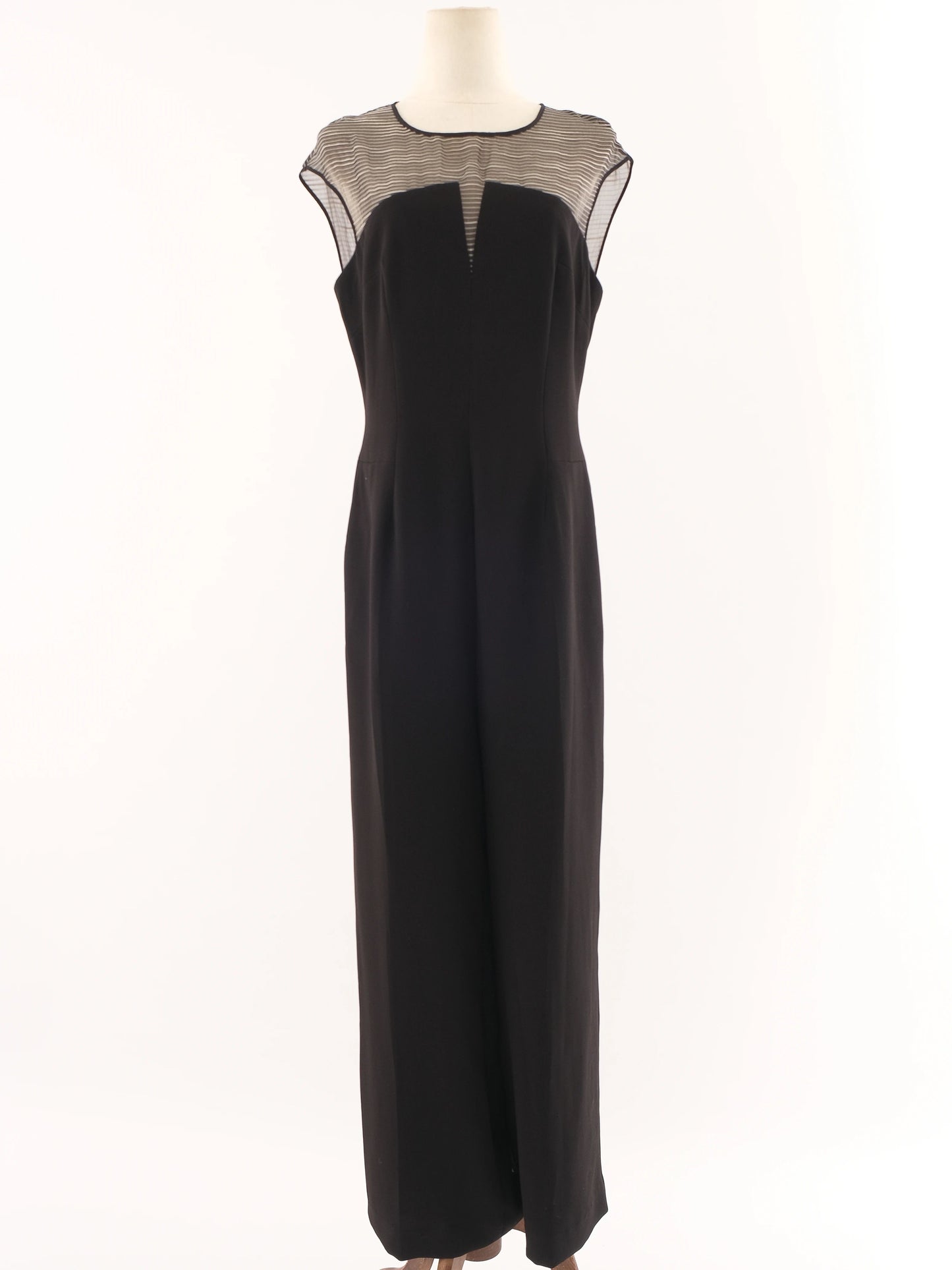 karen millen black sleeveless jumpsuit xl with sheer detail