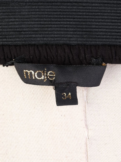 Excellent Maje Black Pleated Polka Dot Skirt Size XS