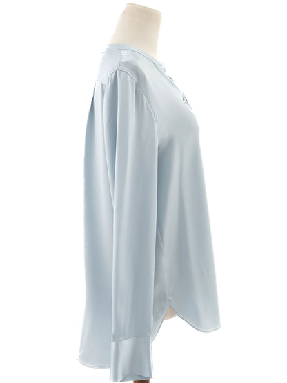 Excellent Vince Blue Silk Long Sleeve Blouse with Pocket