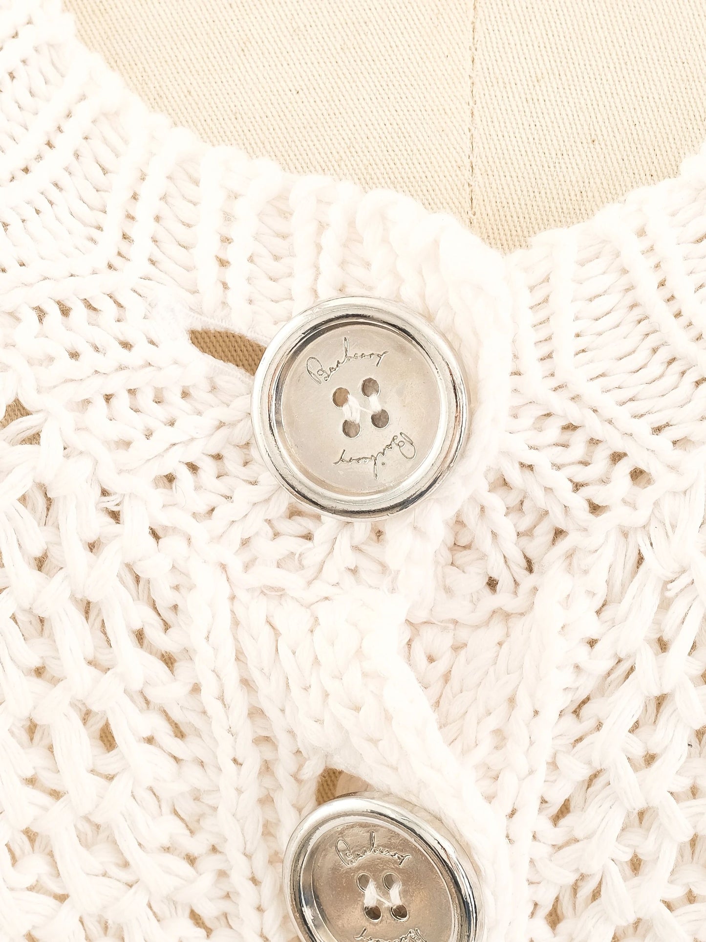 excellent burberry white crochet cardigan size s women's cotton