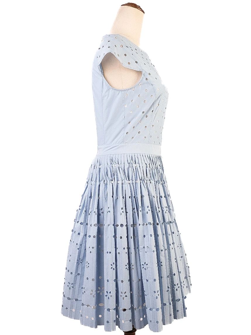 excellent moschino light blue dress m polyester eyelet pleated skirt