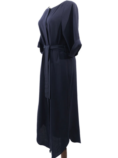 Excellent Cos Blue Wool Full-Length Dress with Belt Size XS