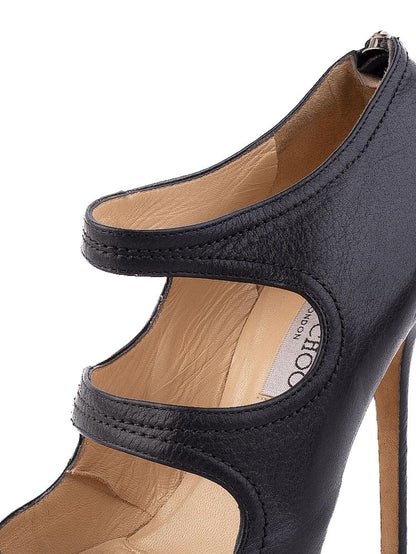 Average Jimmy Choo Black Leather High-Heeled Shoes Size 37.5