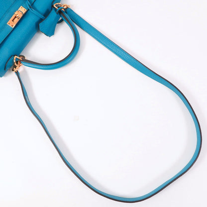 Hermes Togo Leather Kelly 25 Gold Hand-turned Shoulder And Back Bag Bleu Zanzibar 2way Shoulder Bag Blue Zanzibar Blue B