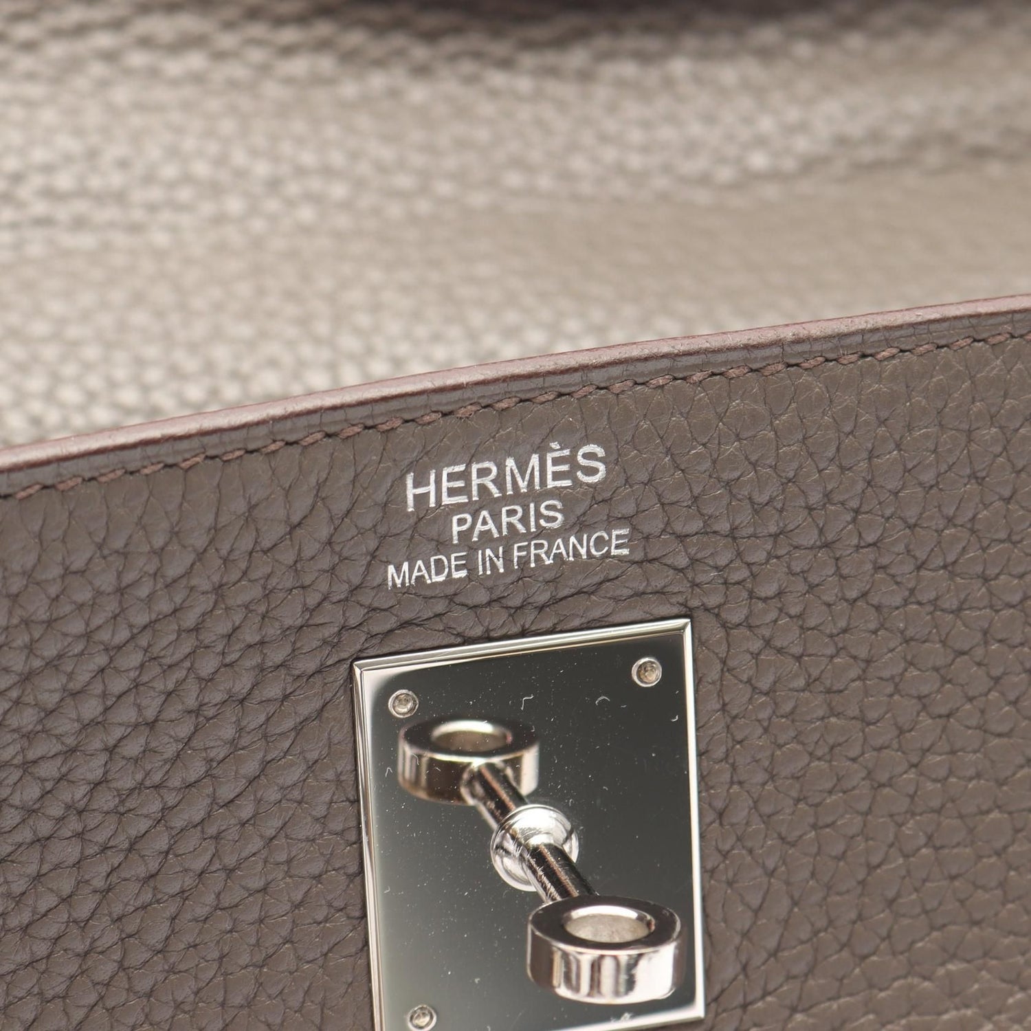 Hermes Kelly 35 Handbag Etain Brown Leather Taurillon Clemence
