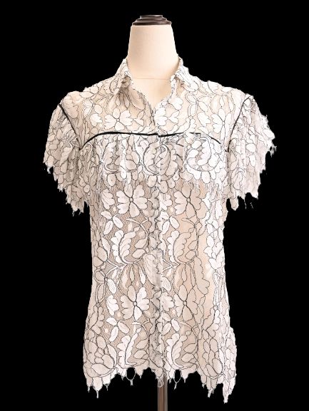 excellent anne fontaine l size floral lace blouse in nylon