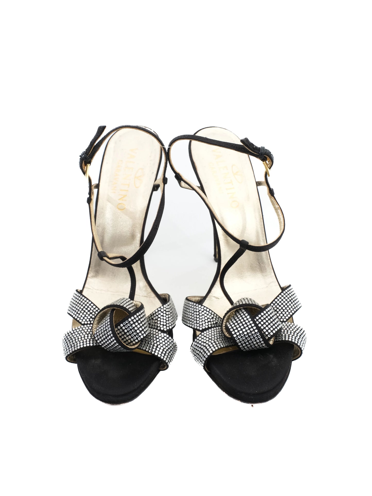 excellent valentino black leather high-heeled sandals size 40