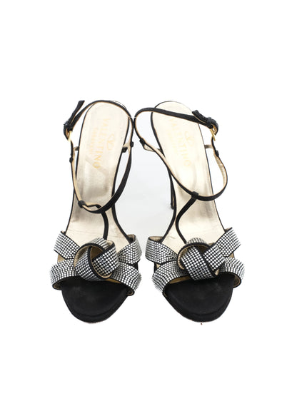 Excellent Valentino Black Leather High-Heeled Sandals Size 40