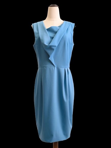 excellent bgn first blue sleeveless dress size m polyester