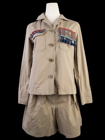 excellent weekend maxmara green cotton jacket & shorts set size l