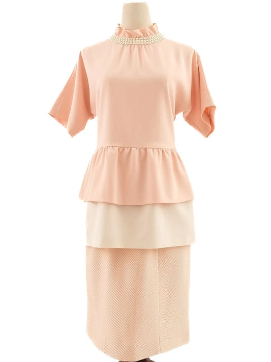 Excellent Moschino Pink Peplum Top & Pencil Skirt Set Size M