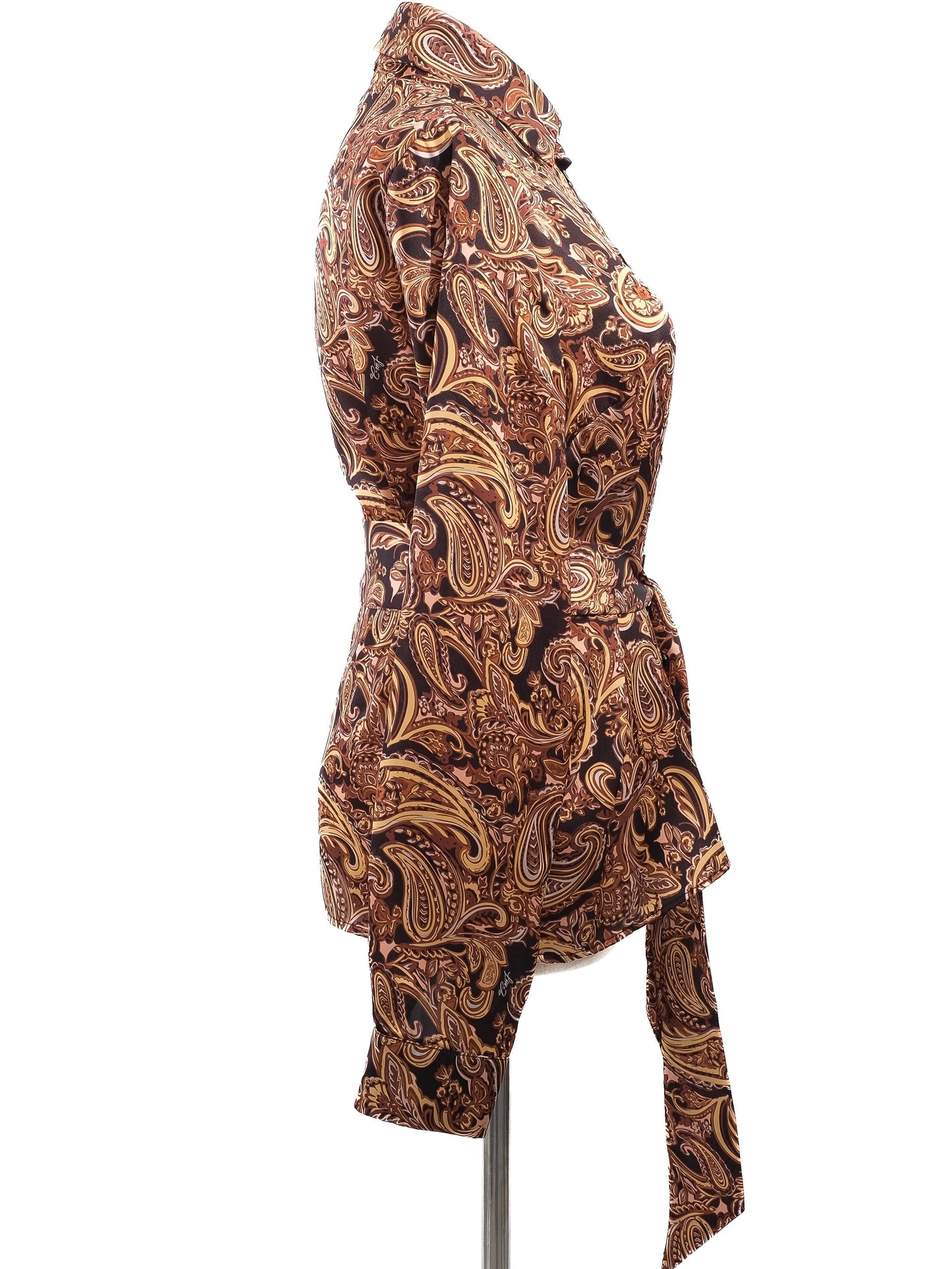 excellent liu jo paisley blouse size xs with tie belt
