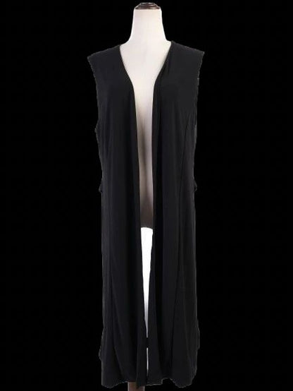 DKNY Women's Black Sleeveless Open Cardigan Size L Excellent
