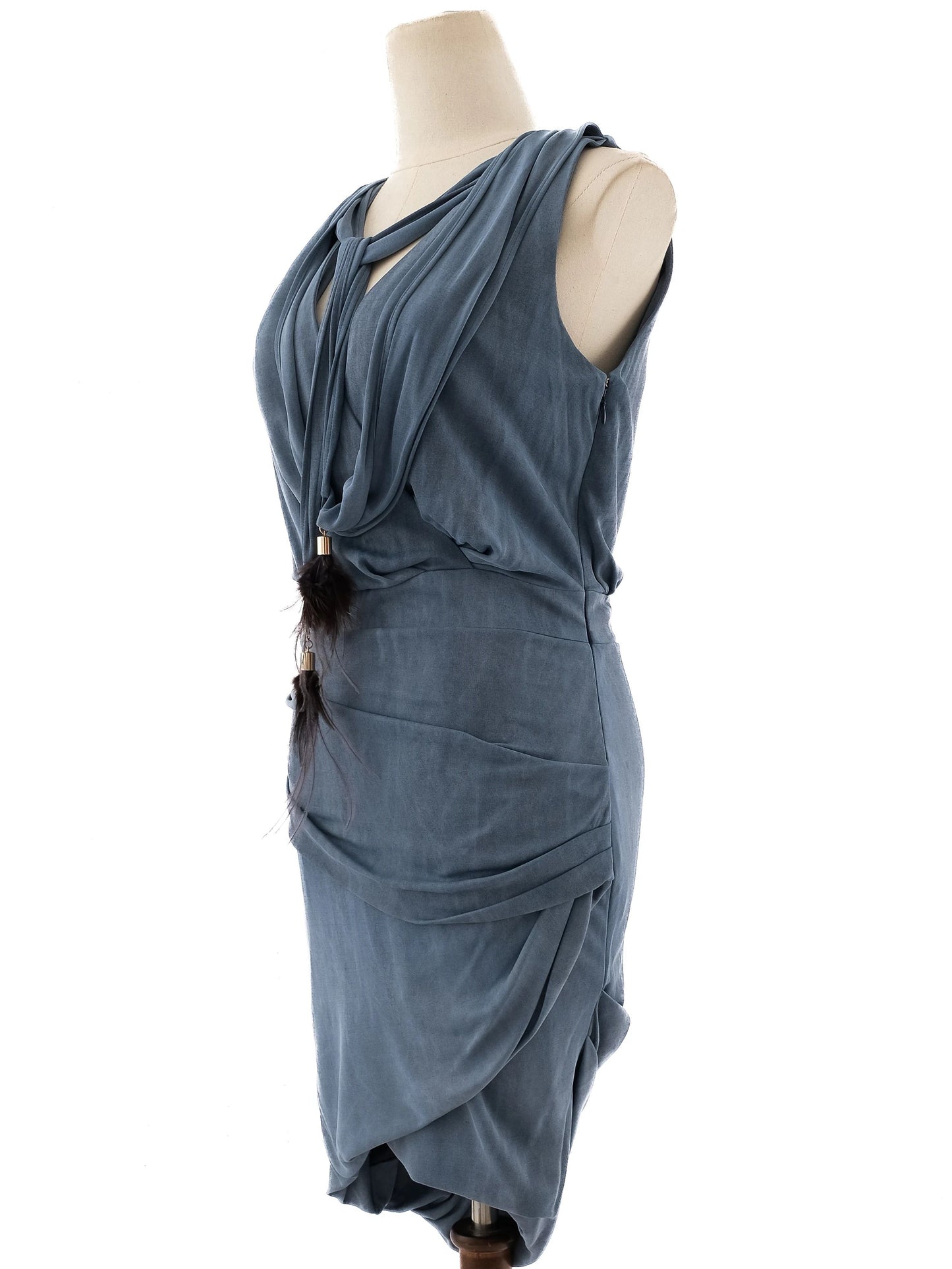 excellent elisabetta franchi blue sleeveless dress size xs