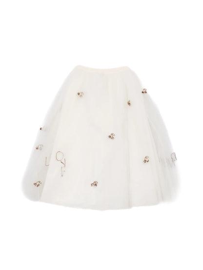 Excellent Bonpoint White Nylon Skirt Size 2 for Kids with Embellishments