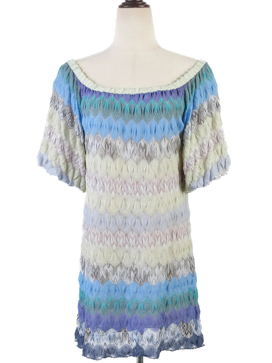 Excellent Missoni Multicolored Knit Top Size L Viscose Off-Shoulder