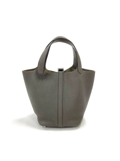 Hermes Gray Picotin PM, Taurillon Clemence PHW D Stamp
