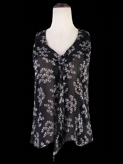 excellent giorgio armani black silk sleeveless blouse size s