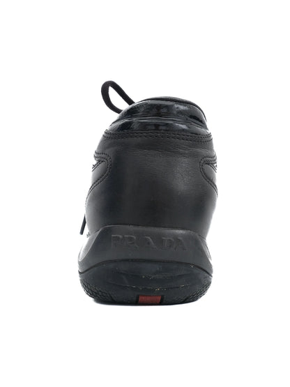 Excellent Prada Black Leather Sneakers Size 36 for Women