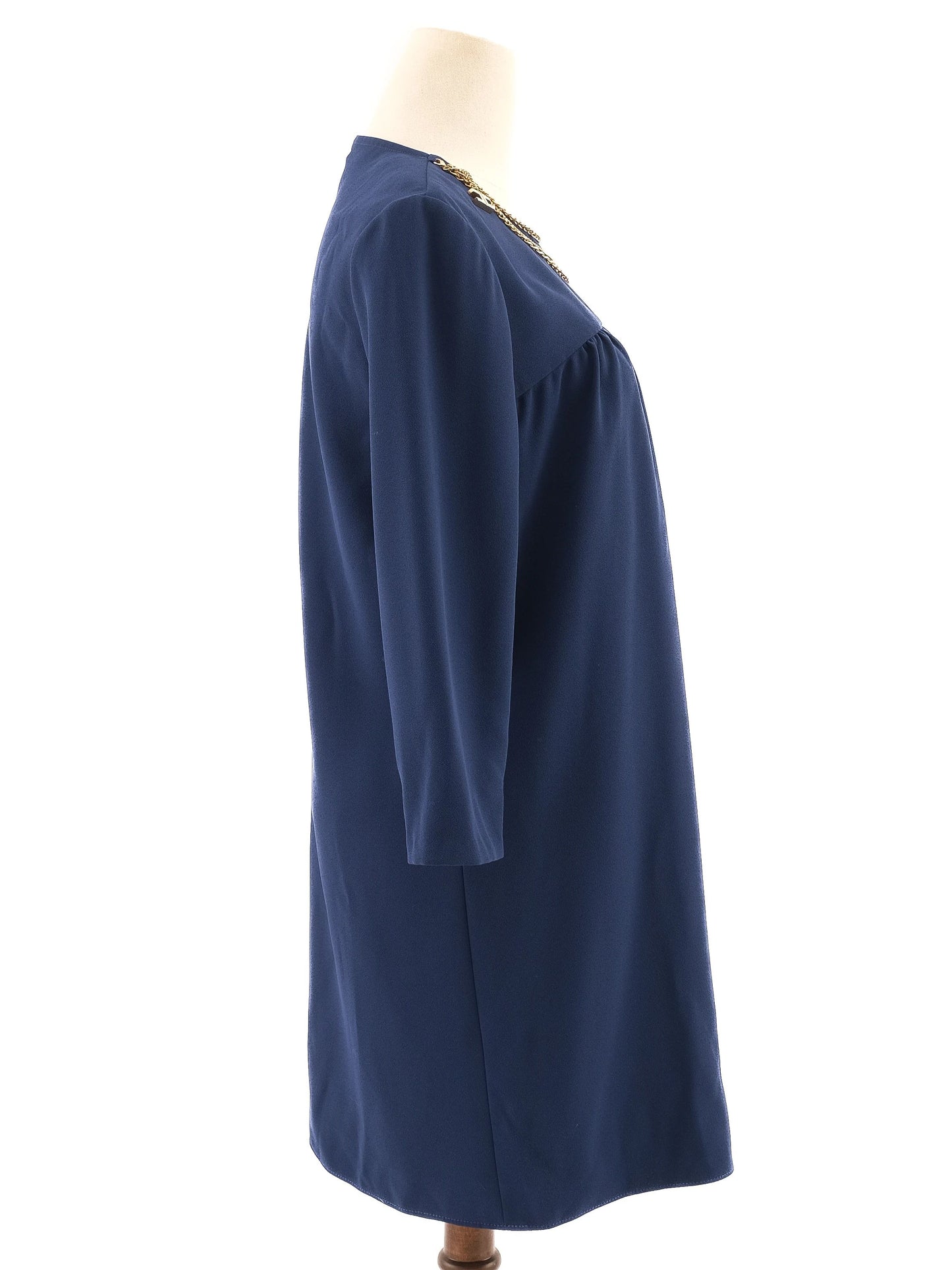 excellent elisabetta franchi blue dress size l with gold details