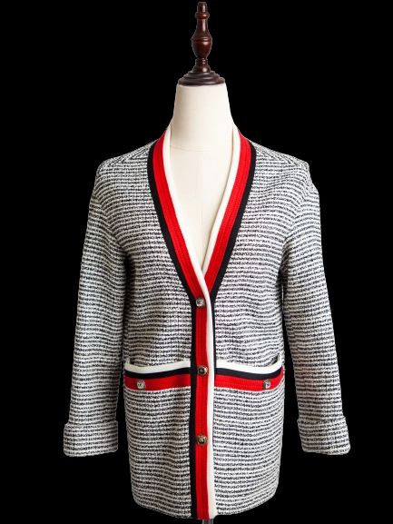 Good Maje Cardigan Sweater White Viscose with Pockets Size M