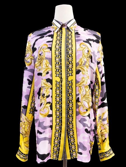 versace long-sleeve shirt excellent condition silk combined colors