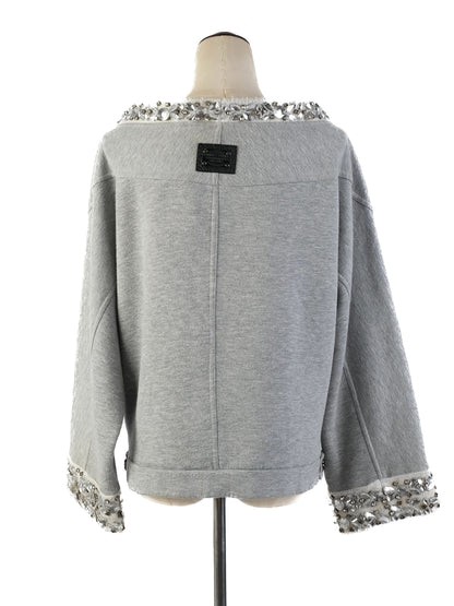 Excellent Phillipp Plein Gray Sweatshirt M with Graphic Deer & Embellishments