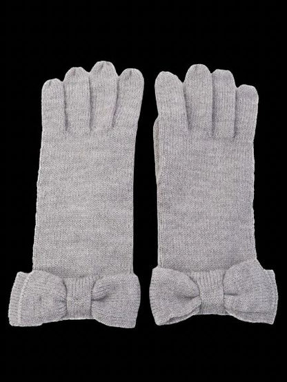 Excellent Kate Spade Gray Wool Gloves with Bow Detail Size S