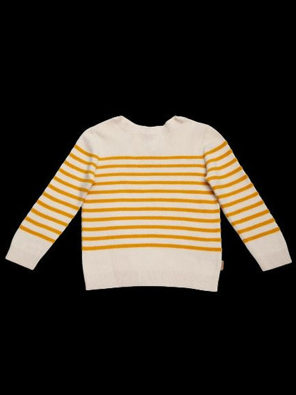 Burberry White Cotton Sweater for Kids with Yellow Stripes