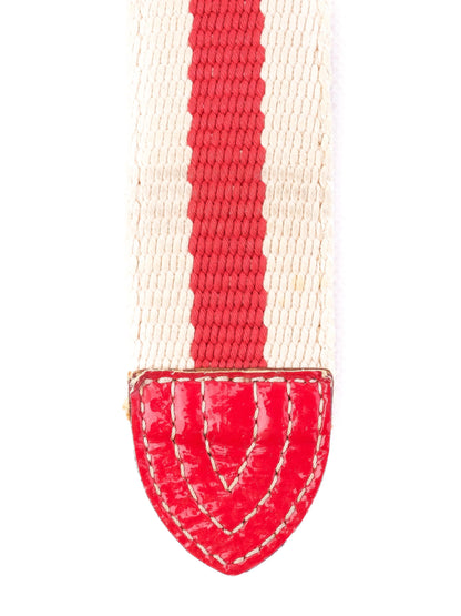 Excellent Moschino Women's Belt Red & White Striped Fabric
