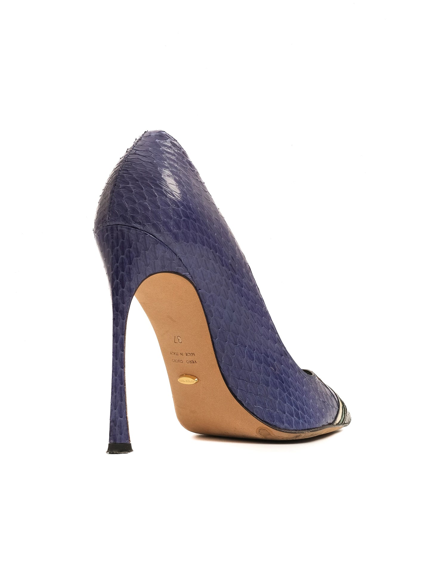 sergio rossi blue leather high-heeled shoes size n/a - excellent condition