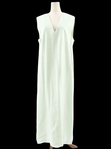 new cos green v-neck maxi dress size xl sleeveless viscose