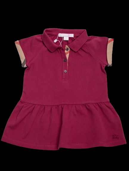 Good Burberry Pink Cotton Dress Size 2 For Kids with Plaid Cuffs