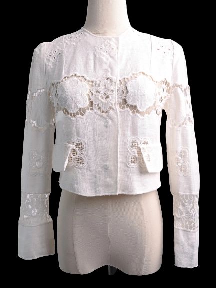 Good Dolce Gabbana White Cotton Lace Jacket Size XS