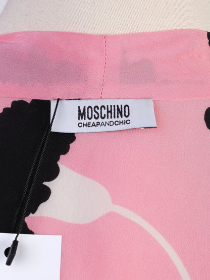 Moschino Excellent Pink Floral Silk Blouse Wrap Style Size S