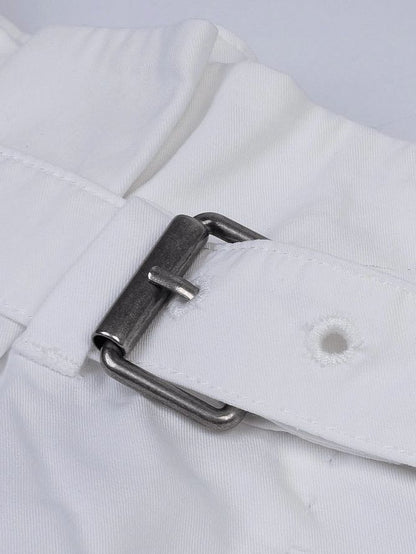 Excellent Weekend MaxMara White Cotton Shorts with Belt Size N/A