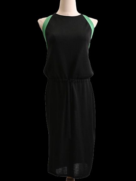excellent iceberg black sleeveless dress size s with green accents