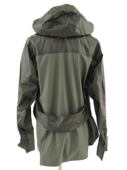 Excellent Sportmax Green Wool Hooded Jacket Size L with Pockets