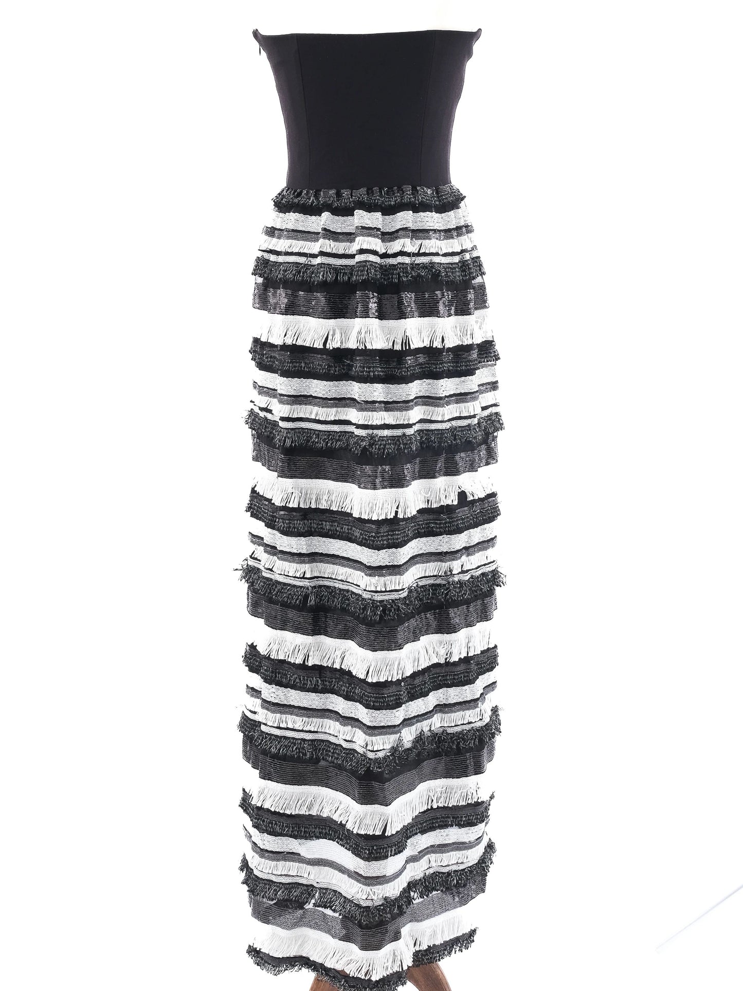 atos lombardini strapless dress black white size l excellent condition