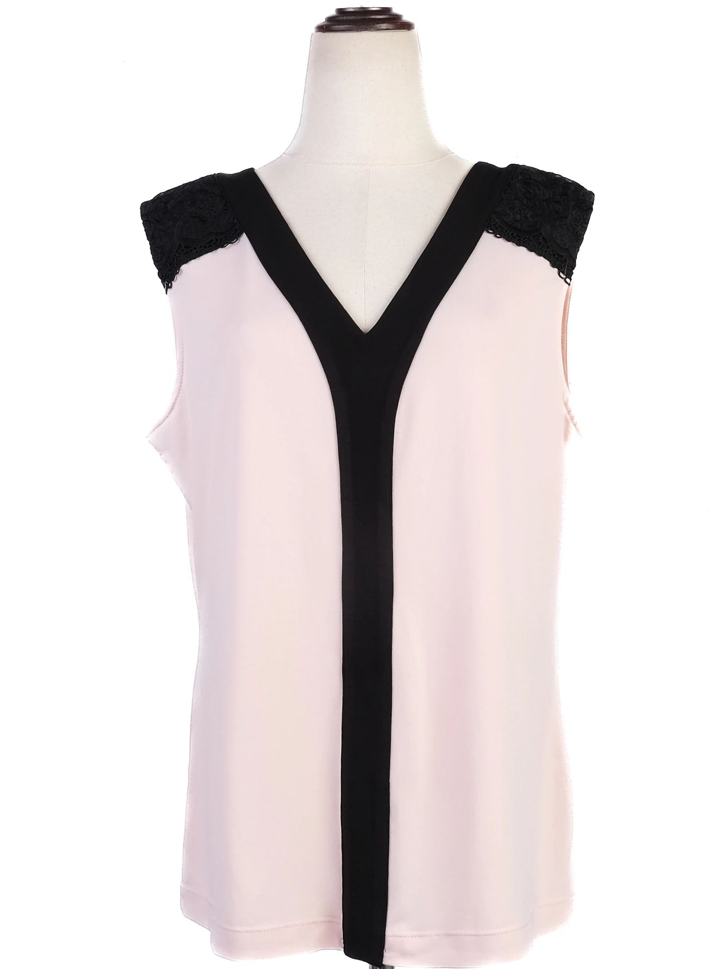 excellent karl lagerfeld pink sleeveless top size m with lace details