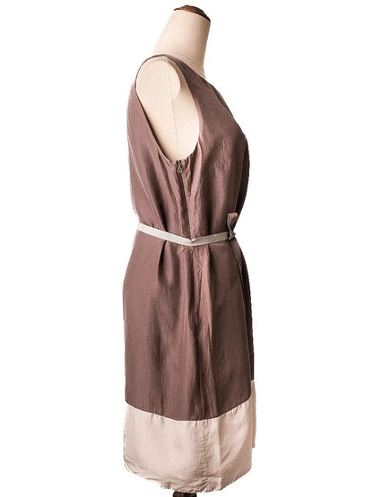 Good Trussardi Gray Silk Sleeveless Dress Size M with Belt