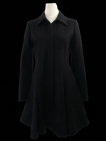 NEW Valentino Black Flared Wool Coat XXS Women